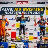 Tageswertung beim ADAC MX Junior Cup 125 v.l.n.r.: Vitezslav Marek ( Tschechien / KTM / Carmen KTM Racing Team ), Lyonel Reichl ( Schweiz / Husqvarna / MX-Handel Racing ) und Mads Fredsoe ( Dänemark / KTM / STURM STC Racing )