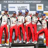 ADAC Rallye Deutschland, Toyota Gazoo Racing WRT, Sebastian Marschall, Kris Meeke, Martin Järveoja, Ott Tänak, Miikka Anttila, Jari-Matti Latvala, Podium