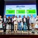(V. l. n. r.): Bernd Schneider und Nicole Oehm-Schneider (2. Platz), Prof. Dr. Mario Theissen (ADAC Klassik Referent), Hans-Jürgen Lux und Jens Richter (Platz 1), Georg und Anneliese Lindner (Platz 3), Herbert Reiter (Leiter der Tourist Information Aschau