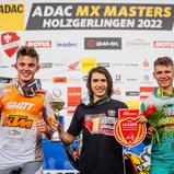 Das Gesamtpodium des ADAC MX Youngster Cup in Holzgerlingen (v.l.): Maximilian Spies, Guillem Farres und Noah Ludwig
