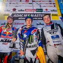 ADAC MX Masters 2019, ADAC MX Masters Möggers, Siegerehrung beim ADAC MX Masters v.l.n.r. Jeffrey Herlings ( Niederlande / KTM / Red Bull KTM Factory Racing ), Jeremy Seewer ( Schweiz / Yamaha / Monster Energy Yamaha Factory MXGP Team ) und Tanel Leok ( E