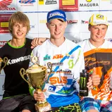 ADAC MX Masters, Tensfeld, Luca Nijenhuis ( Kawasaki / Niederlande ), Calvin Vlaanderen ( KTM / Niederlande ) und Arminas Jasikonis ( KTM / Litauen )