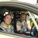 Sie hatten viel Spaß im VIP-Corsa-e Rally: Opel-CEO Florian Hüttl und der neue Junior-Europameister Laurent Pellier