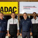 Erfolgreiche Partnerschaft zwischen Porsche und dem ADAC: Dr. Gerd Ennser (ADAC Sportpräsident), Alexander Pollich (Vorsitzender der Geschäftsführung der Porsche Deutschland GmbH), Thomas Voss (ADAC Motorsportchef), Hurui Issak (Projektleiter Porsche Carr