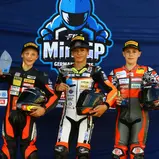 v.l.n.r: Robin Siegert, Fynn Kratchowil, Jason Rudolph / ADAC Mini Bike Cup / Templin
