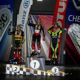 Podium Rennen 2 Klasse O-190, ADAC Mini Bike Cup: Jason Rudolph, Fillin Lorenz, Lukas Jentsch (v.l.n.r.), Cheb