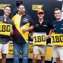 Kelvin van der Linde, Gabriel Clemens, Sheldon van der Linde und Laurin Heinrich (l-r) bei den German Darts Open in Jena