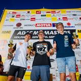 ADAC MX Masters 2019 , ADAC MX Masters Holzgerlingen, Tagessiegerehrung beim ADAC MX Junior Cup 125ccm v.l.n.r.: Liam Everts ( Belgien / KTM / Team KTM Liamski ), Simon Längenfelder ( Deutschland / KTM / WZ-Racing ) und Nico Greutmann ( Deutschland / Husq