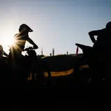 Strecke im Sonnenuntergang
