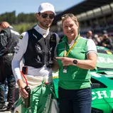 BMW-Pilot Marco Wittmann und die ehemalige Eisschnellläuferin Claudia Pechstein (l-r)