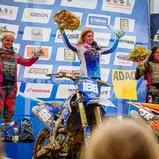 Das Podium der DMX Damen (v.l.): van der Vlist, Barker, Simons