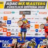 Tageswertung beim ADAC MX Junior Cup 85ccm v.l.n.r.: Vitezslav Marek ( Tschechien / KTM ), Janis Martins Reisulis ( Lettland / KTM / Motofavorits ) und Noel Zanocz ( Ungarn / Husqvarna / KTM Sarholz Racing Team ) beim ADAC MX Junior Cup