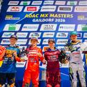 Das Podium des ADAC MX Junior Cup 125 (v.l.): Leok, Thorius, Oppliger, Ziemer