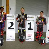 v.l.n.r.: James Rudolph, Alwin Munzert, David Kehl / ADAC Pocket Bike Cup / Wittgenborn
