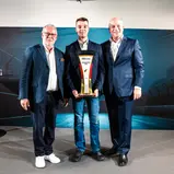 Dr. Hilmar Siebert (Vizepräsident ADAC e.V.), Cedric Fuchs, Dr. Claudius Leibfritz (Vorstand ADAC SE), ADAC GT4 Germany Gala, Hockenheim