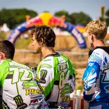 ADAC MX Masters, Tensfeld, Boris Maillard ( Kawasaki / Frankreich ), Dominique Thury ( Kawasaki / Deutschland ) und Davide von Zitzewitz ( KTM / Deutschland )