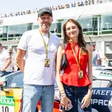 Ex-Formel-1-Pilot Heinz-Harald Frentzen besuchte mit Tochter Lea die DTM (l-r)