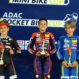 v.l.n.r.: Alwin Munzert, James Rudolph, Moritz Härtlein / ADAC Pocket Bike Cup / Templin