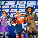 Das Podium des ADAC MX Junior Cup 85 (v.l.): Cirulis, Dale, Mooses