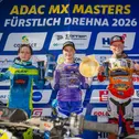 Das Podium des ADAC MX Junior Cup 85 (v.l.): Dale, Cirulis, Pijnen