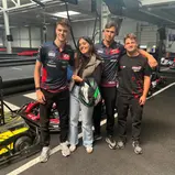 Ivan Ortolá, Eric Fernandez und Niels Tröger in der Kartbahn Arena E in Mülsen (l-r)