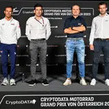 Von links: Alberto Puig (Dorna Talent Promotion Technical Director), Carlos Ezpeleta (Dorna Sports Chief Sporting Officer) Hubert Trunkenpolz, Vorstand KTM, Fabian Schuster (Leiter Motorradsport ADAC) (Foto: DORNA)