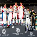 Das Podium der ProAm-Wertung im achten Meisterschaftslauf