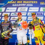 Das ADAC MX Masters-Podium in Gaildorf (v.l.): Koch, van de Moosdijk, Ludwig