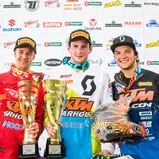 ADAC MX Masters, Möggers, Harri Kullas ( KTM / Finnland ), Dennis Ullrich ( KTM / Deutschland ) und Dominique Pascal Thury ( KTM / Deutschland )