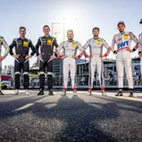 Noch mit Titelchancen: Mirko Bortolotti, Michael Ammermüller, Mathieu Jaminet, Christopher Mies, Ricardo Feller, Luca Stolz und Maro Engel (v. l.)