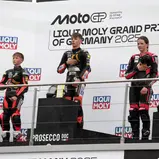 Deutsches Podium im Northern Talent Cup: Robin Siegert, Fynn Kratochwil und Smilla Göttlich (l-r)