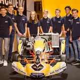 Kart-Piloten des Förderkaders 2018: Hugo Sasse, Marius Zug, Luca Maisch, Lilly Zug, Joel Mesch, Tim Tramnitz, Levi O'Dey, Pablo Kramer 