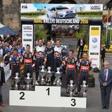 ADAC Rallye Deutschland, Siegerehrung, Dani Sordo, Marc Marti, Hyundai Motorsport, Sebastien Ogier, Julien Ingrassia, Volkswagen Motorsport, Thierry Neuville, Nicolas Gilsoul