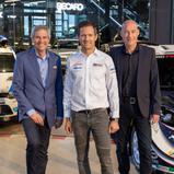  Pressekonferenz Central European Rally, 16. Oktober 2023 in München. V. l. n. r.: Dr. Gerd Ennser (ADAC Sportpräsident), Sébastien Ogier (achtfacher Rallye-Weltmeister), Jona Siebel (Managing Director WRC)
