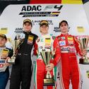 ADAC Formel 4, Lausitzring, Rennen 1, Podium, Felipe Drugovich, Kami Laliberté, Mick Schumacher, Thomas Preining