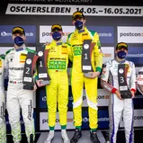 Podium Rennen 1, Oschersleben (Podium Rennen 1, Oschersleben (v.l.): Mirko Bortolotti / Albert Costa Balboa, Maximilan Buhk / Raffaele Marciello, Ricardo Feller / Christopher Miesv.l.): Mirko Birtolotti / Albert Costa Balboa, Maximilan Buhk / Raffaele Mar