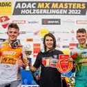 Das Gesamtpodium des ADAC MX Youngster Cup in Holzgerlingen (v.l.): Maximilian Spies, Guillem Farres und Noah Ludwig