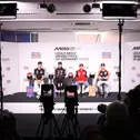 Fabio Quartararo, Marco Bezzecchi, Marc Marquez und Pedro Acosta bei der Pressekonferenz (l-r)