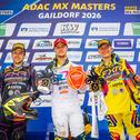 Das ADAC MX Masters-Podium in Gaildorf (v.l.): Koch, van de Moosdijk, Ludwig