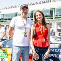 Ex-Formel-1-Pilot Heinz-Harald Frentzen besuchte mit Tochter Lea die DTM (l-r)