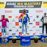 ADAC MX Masters 2020 Tensfeld, Meisterehrung v.l.n.r. Noah Ludwig (Deutschland/KTM/Becker Racing/ADAC NS/SA e.V.), Maximilian Spies (Deutschland/Huaqvarna/Husqvarna Junior Maddii Racing), Lion Florian (Deutschland/KTM/WZ-Racing KTM), ADAC MX Youngster Cup