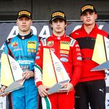 Rookie-Podium (v. l. n. r.): Rasmus Joutsimies, Rafael Camara und James Wharton
