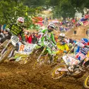ADAC MX Masters, Aichwald, Jaromir Romancik ( Suzuki / Tschechien ), Dominique Thury ( Kawasaki / Deutschland ), Stephan Mock ( Suzuki / Deutschland ) und Angus Heidecke ( KTM / Deutschland ) 