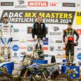 Tageswertung beim ADAC MX Junior Cup 125ccm v.l.n.r.: Kasimir Hindersson ( Finnland / KTM / Motivation Motorsport ), Janis Martins Reisulis ( Lettland / Yamaha / Hamstra MX Team ) und Gyan Doensen ( Niederlande / KTM / WZ-Racing ) beim ADAC MX Junior Cup