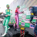Das DTM-Podium auf dem Nürburgring: Thomas Preining, Marco Wittmann und Matteo Cairoli (l-r)