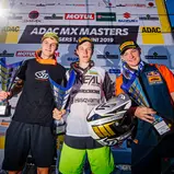 ADAC MX Masters 2019 , ADAC MX Masters Möggers, Siegerehrung beim ADAC MX Youngster Cup v.l.n.r. Cyril Genot ( Belgien / KTM / GENOT RACING KTM TEAM ), Jeremy Sydow ( Deutschland / Husqvarna / DIGA-Procross Husqvarna ) und Rene Hofer ( Österreich / KTM / 