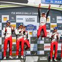 ADAC Rallye Deutschland, Toyota Gazoo Racing WRT, Sebastian Marschall, Kris Meeke, Martin Järveoja, Ott Tänak, Miikka Anttila, Jari-Matti Latvala, Podium
