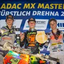 Das Podium des ADAC MX Junior Cup 125 (v.l.): Ziemer, Leok, Heuver