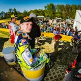 ADAC MX Masters, Jauer, Richard Sikyna ( Slowakei / KTM / MX Slovakia ) beim ADAC MX Youngster Cup auf dem Podium
