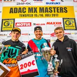 ADAC MX Masters, Tensfeld, Siegerehrung beim ADAC MX Youngster Cup v.l.n.r.: Tom Koch ( Deutschland / KTM / KTM Sarholz Racing Team ), Lukas Platt ( Deutschland / KTM ) und Gabriel Chetnicki ( Polen / KTM / JWD Ferrotherm Racing )